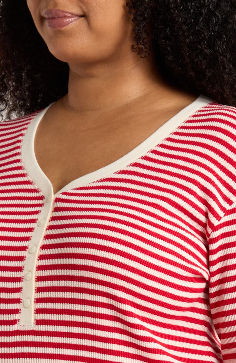 Nordstrom Waffle Stitch Thermal Henley Pajamas, Alternate, color, Red Party Stripe