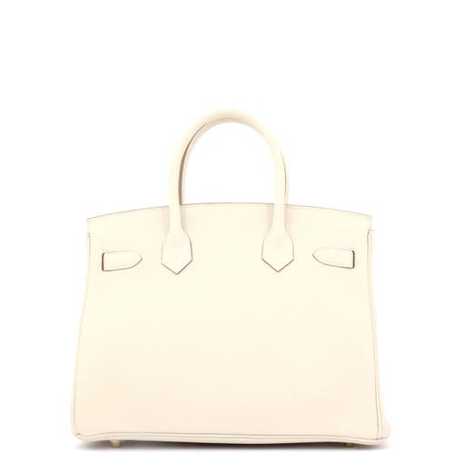 Pre-owned Hermes  Hermes Birkin Handbag Light Clemence With Gold Hardware 30 In White