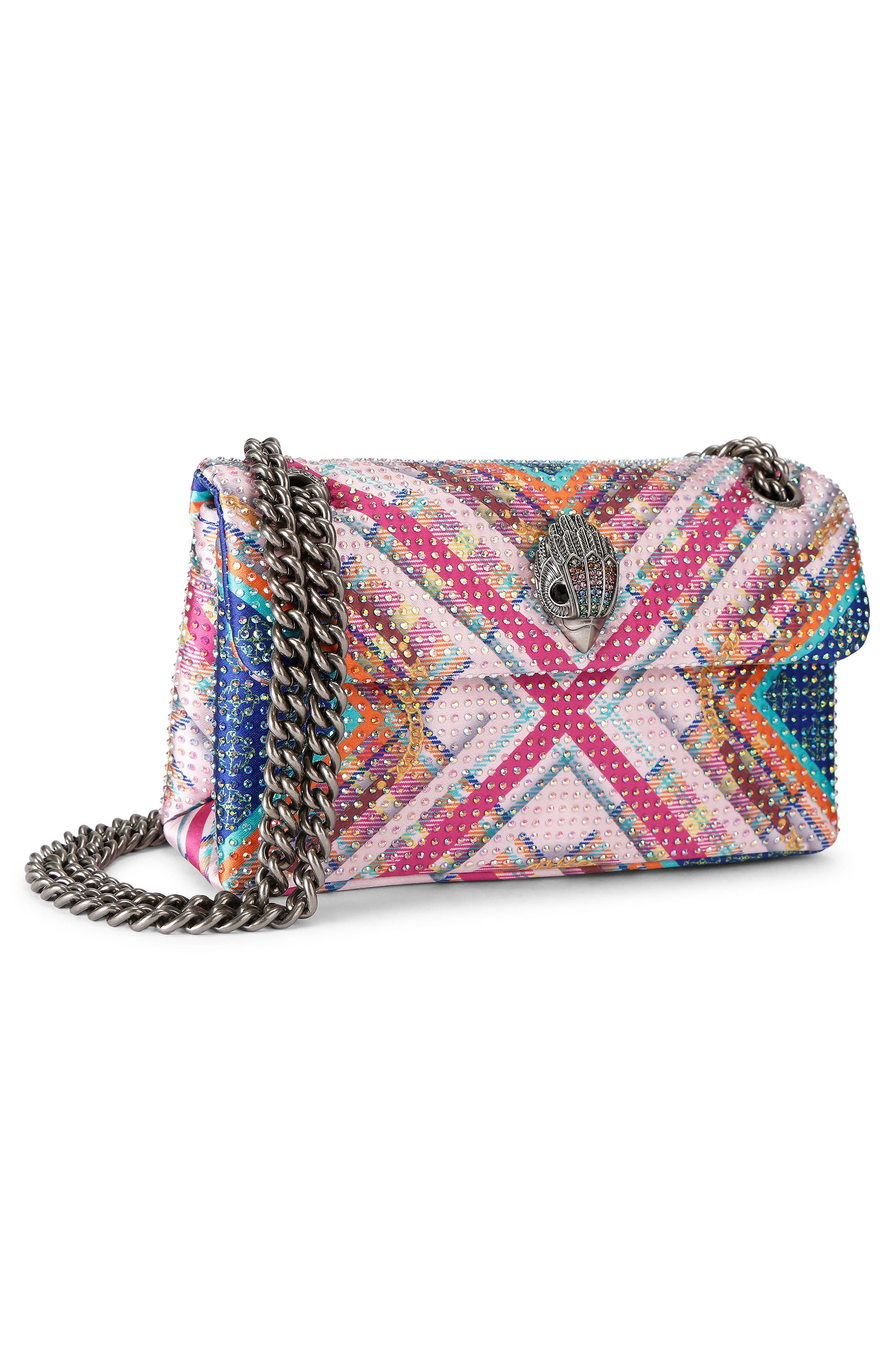 Fabric Kensington 17 Crystal Embellished Flap Bag, Alternate, color, PINK MULTI