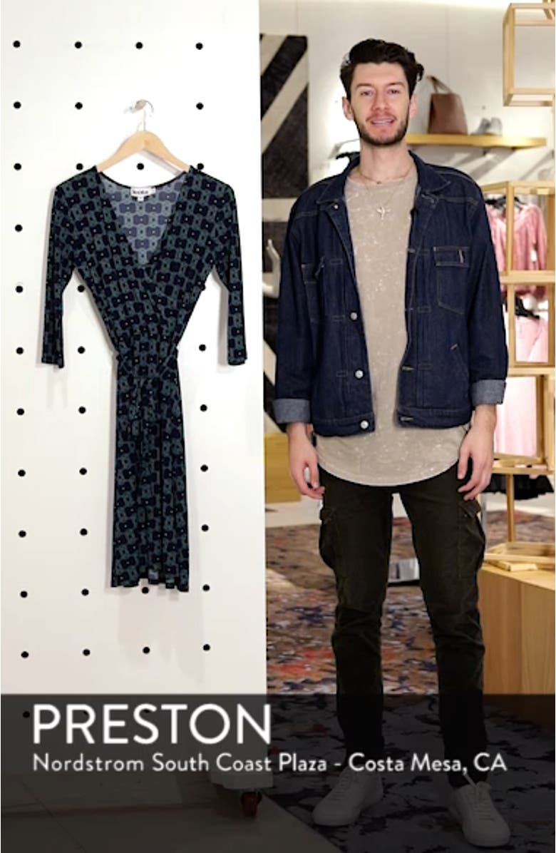 Print Jersey Faux Wrap Dress, sales video thumbnail