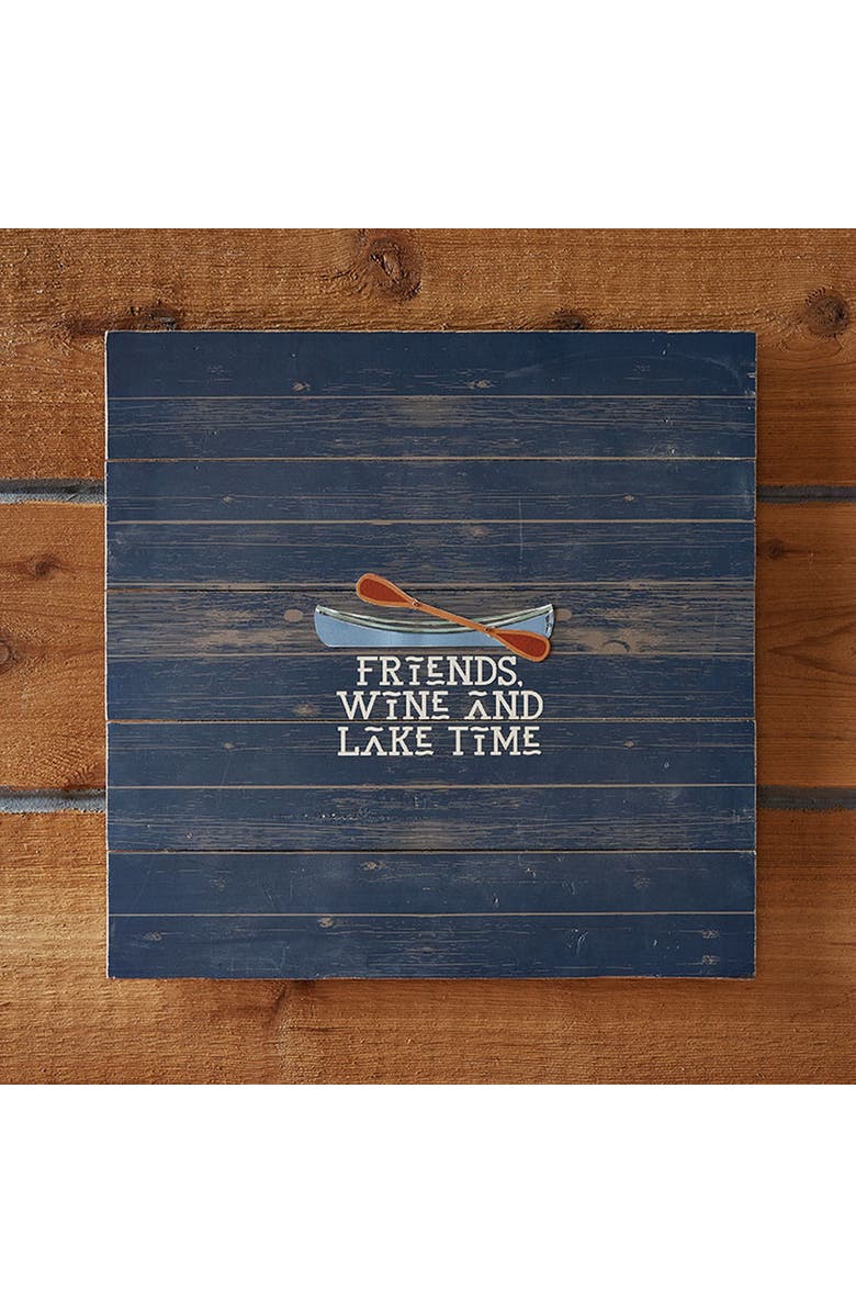 tag Friends Wine Time Wall Art Blue Multi Wood Sign Panel, Main, color, Blue