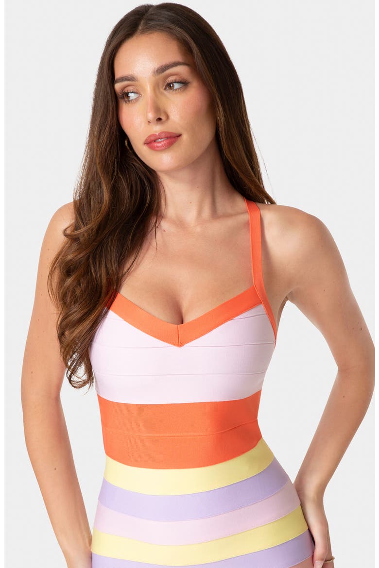 Colorblock Bandage Midi Dress, Alternate, color, PINK MULTI