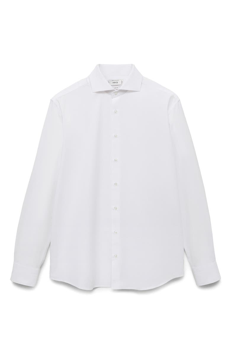 MANGO Classic Fit White Cotton Button-Up Shirt, Alternate, color, White