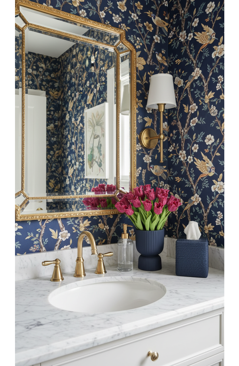 CocoBella Marigold RealTouch Tulip Pedestal Arrangement, Alternate, color, Fuschia