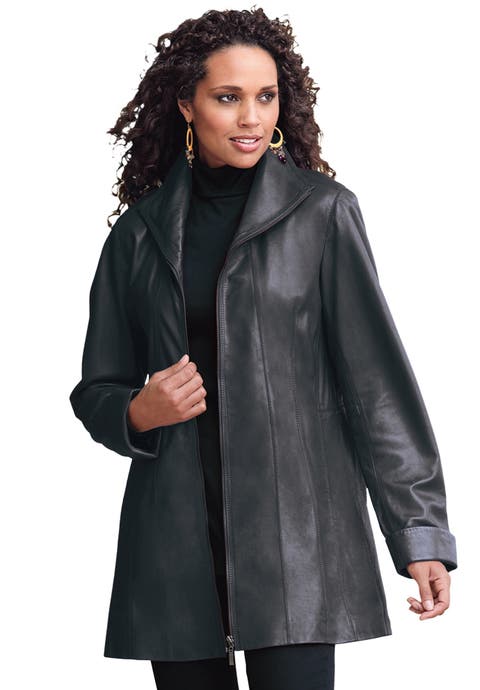 Plus Size A Line Leather Jacket