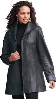 Roaman's Plus Size A Line Leather Jacket