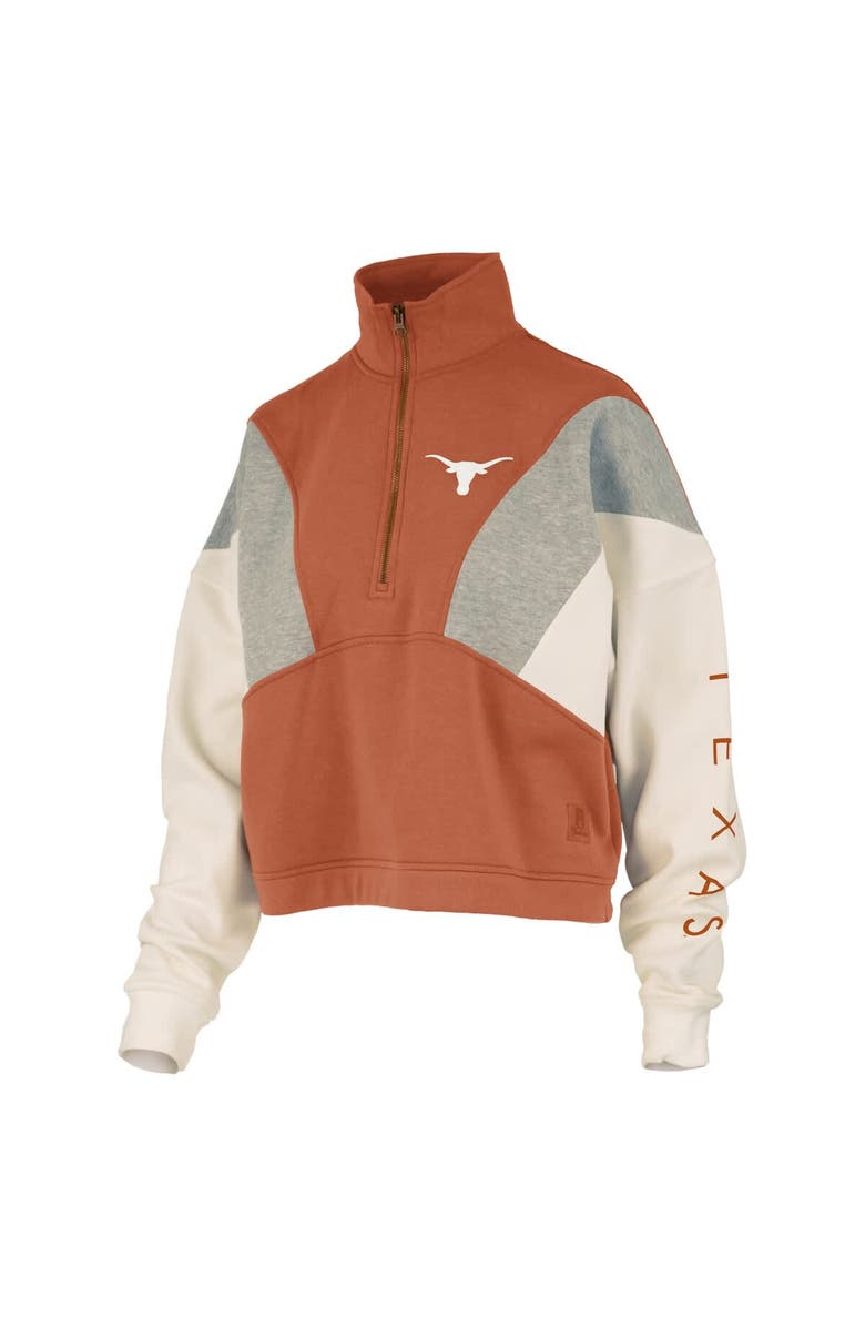 PRESSBOX Women's Pressbox Texas Orange Texas Longhorns Ferrara Color Block Quarter-Zip Sweatshirt, Alternate, color, Burnt Orange