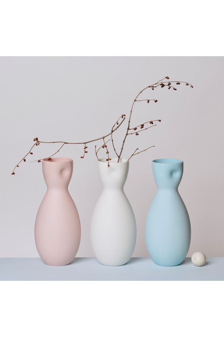Unique Series Thumb Print Porcelain Vase, Alternate, color, Bisque