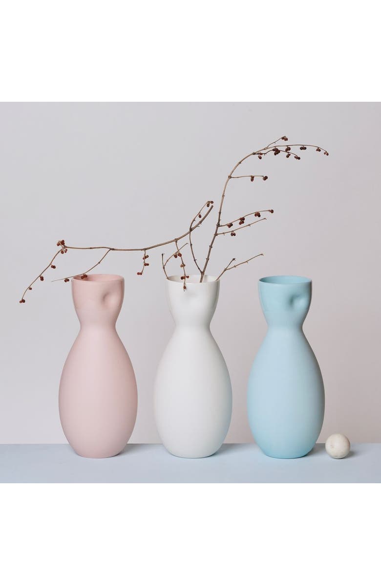 MIDDLE KINGDOM Unique Series Thumb Print Porcelain Vase, Alternate, color, Bisque