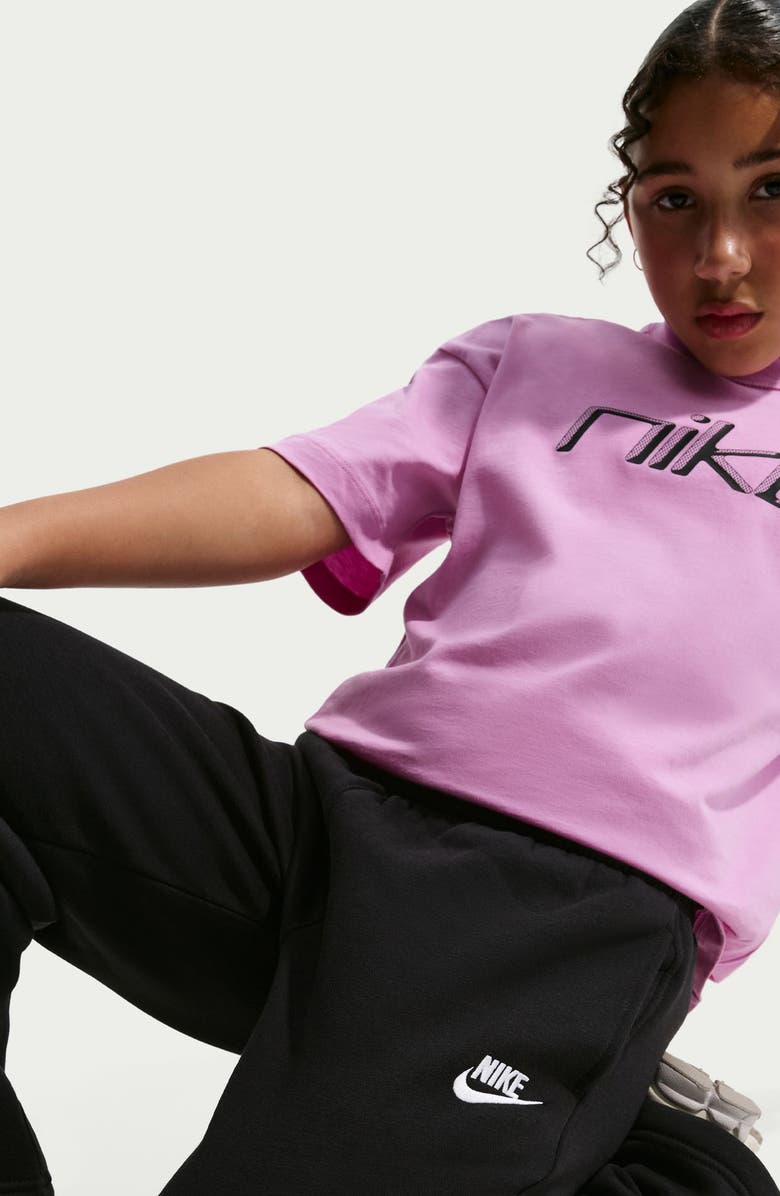 Nike Kids' French Terry Wide Leg Pants, Alternate, color, Black/ White