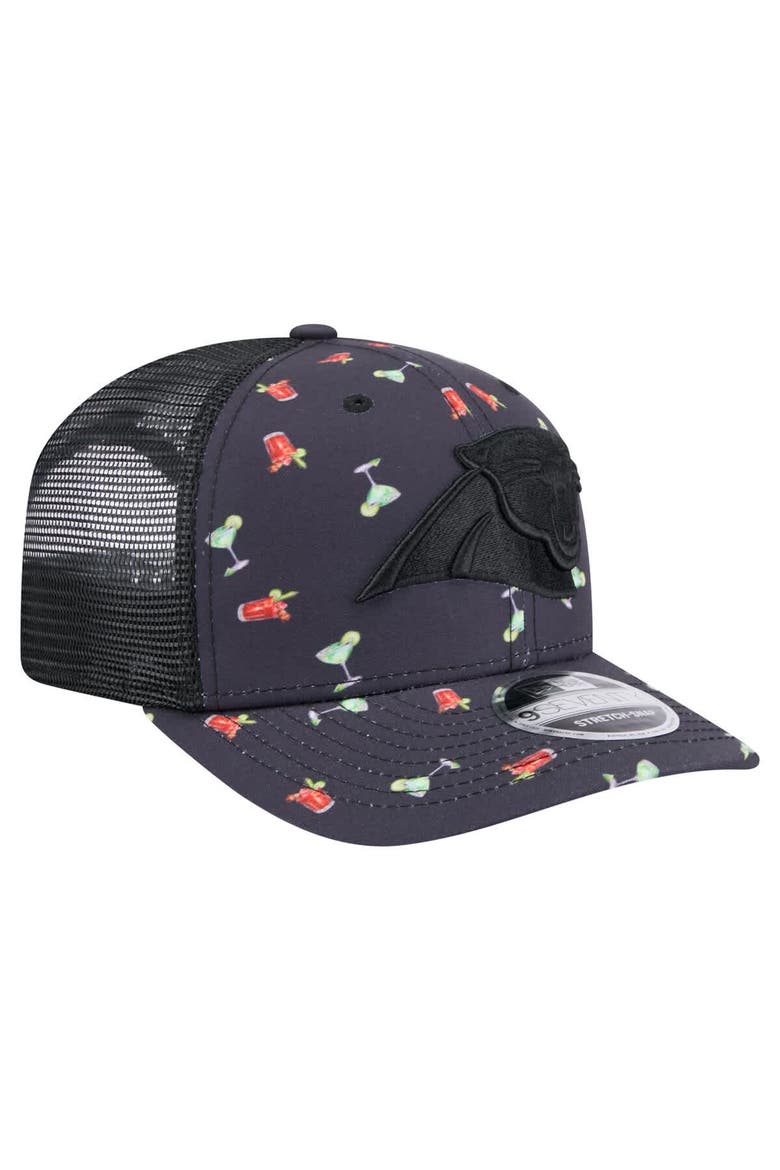 Men's New Era  Navy/Black Carolina Panthers Adventure Drinks Pattern 9SEVENTY Stretch-Snap Hat, Alternate, color, Navy