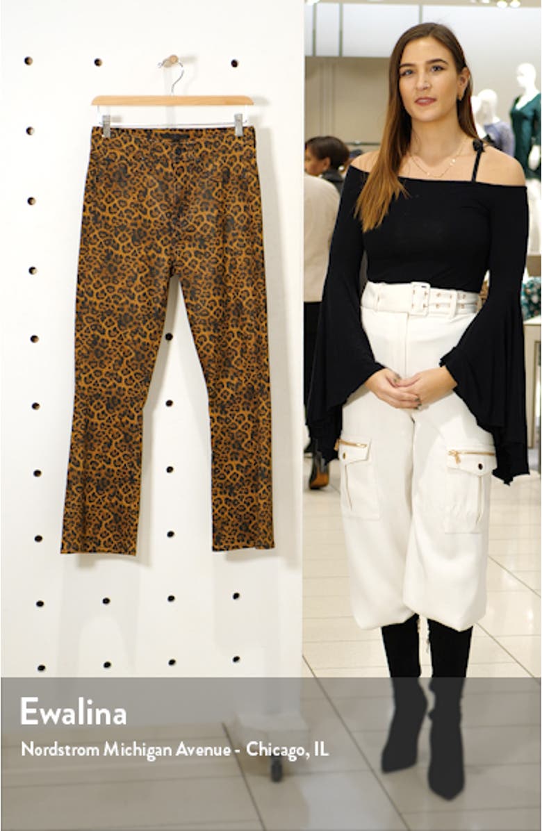 Coated Leopard Print Slim Fit Kick Flare Jeans, sales video thumbnail