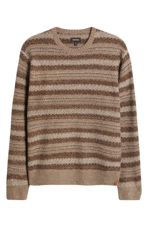 Brixton Midnight Stripe Crewneck Sweater In Brown