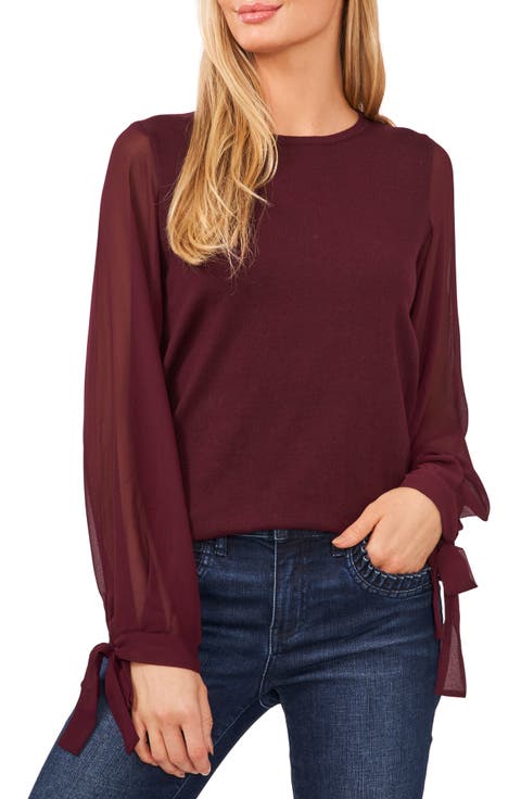 Mixed Media Tie Cuff Top