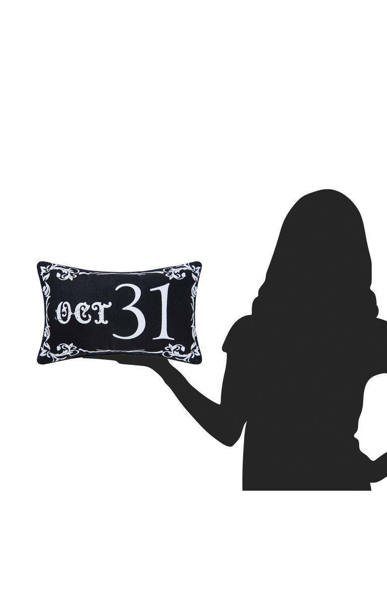 C&F Home Gothic Script "Oct 31" Halloween Small Petite Accent Pillow 8" x 12", Alternate, color, Black