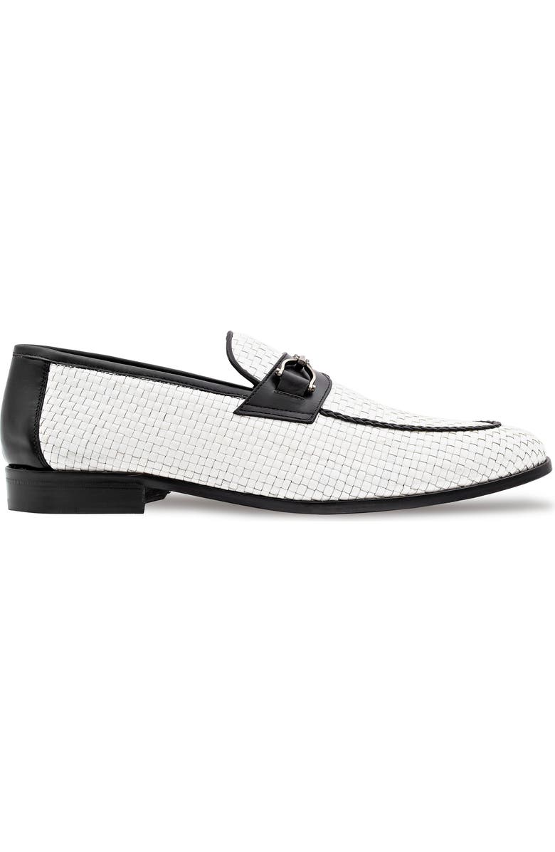 Mezlan Salva Bit Ornament Leather Loafer, Alternate, color, White / Black