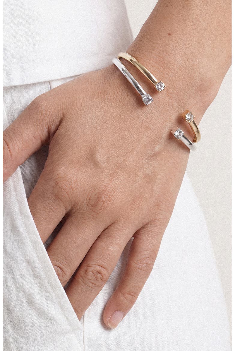 Mixed Metal Set of 2 Bangle Bracelets, Alternate, color, MIXED METAL