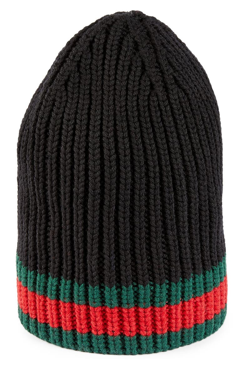 Stripe Wool Beanie, Main, color, BLACK