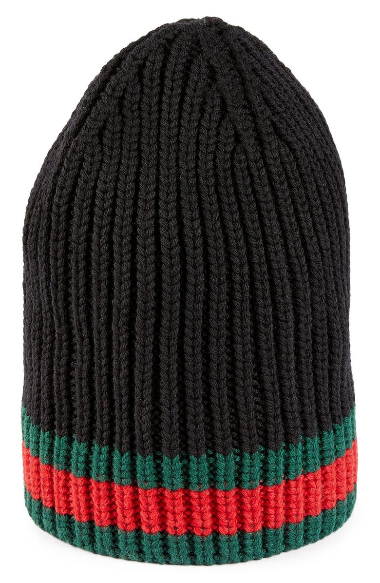 Gucci Stripe Wool Beanie, Main, color,