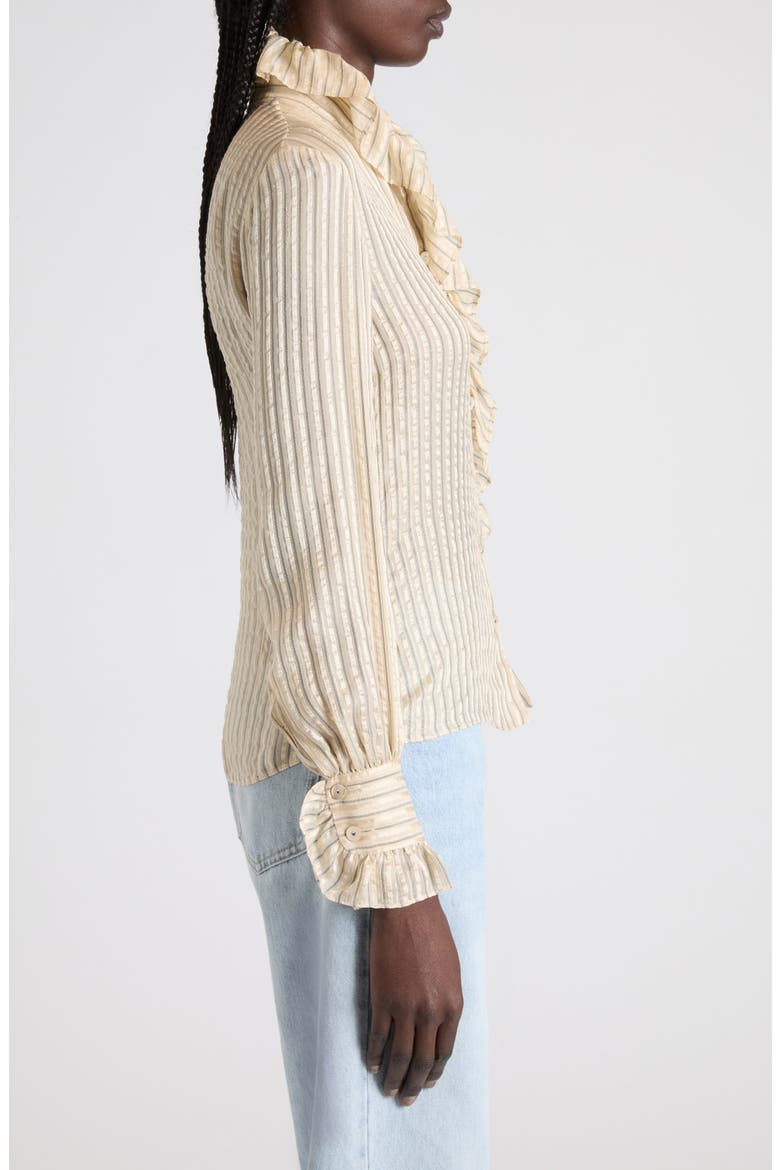 Metallic Stripe Silk Seersucker Shirt, Alternate, color, NATURAL MULTI