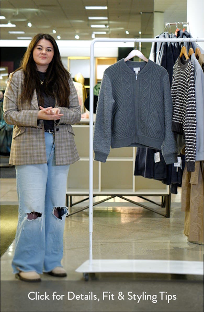 Cable Zip-Up Bomber Cardigan, sales video thumbnail