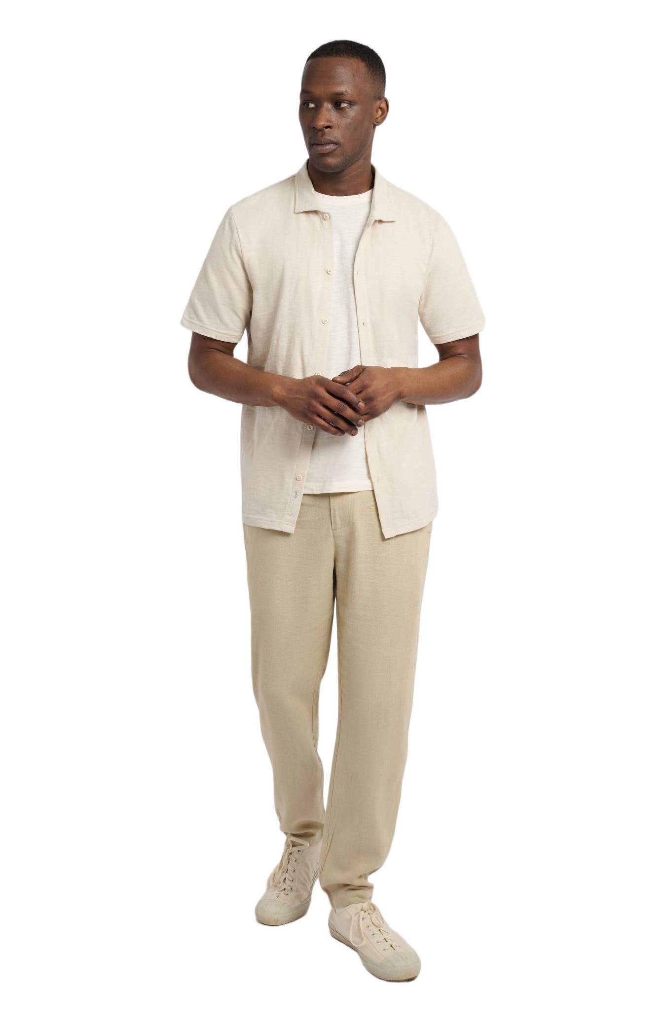 Button Front Elastic Linen Pant - image 3