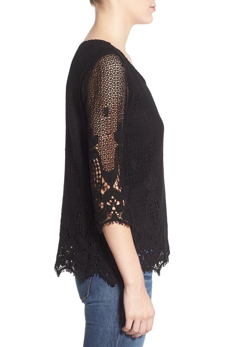 Ella Moss 'Thistle' Crochet Three-Quarter Sleeve Top, Alternate, color,
