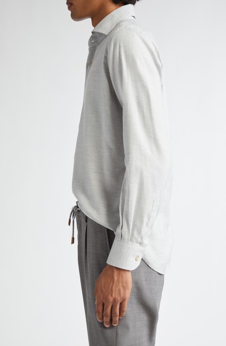 Eleventy Cotton Blend Mélange Button-Up Shirt, Alternate, color, Light Gray Melange