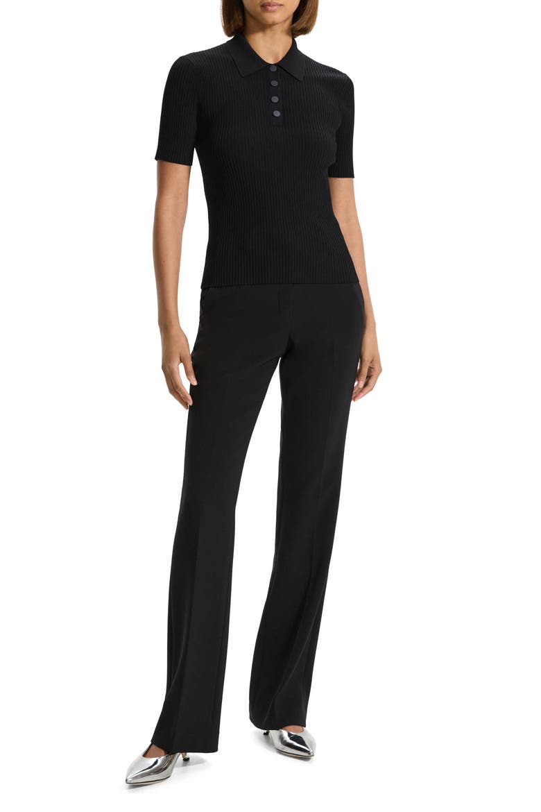 Rib Sweater Polo, Alternate, color, BLACK