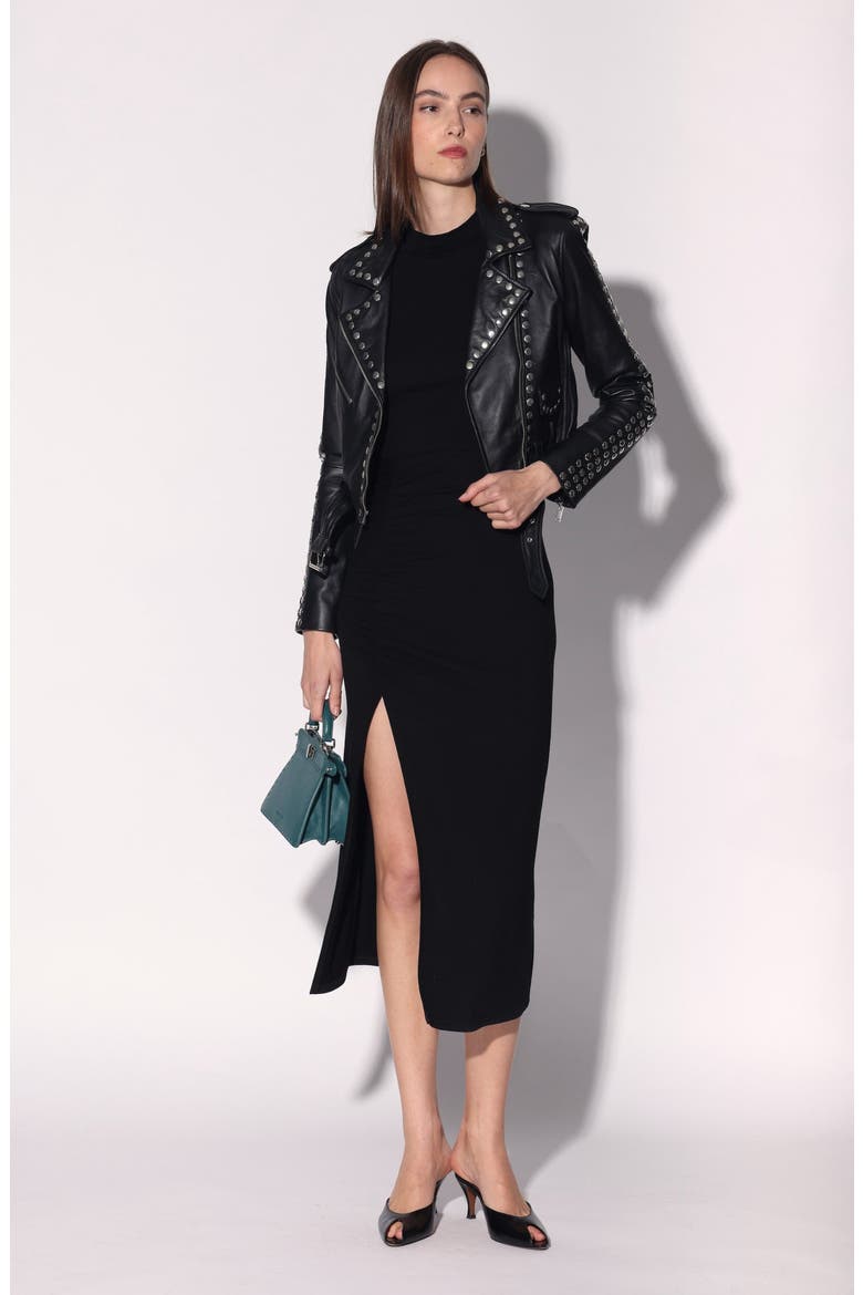 Avery Studded Leather Jacket, Alternate, color, Black
