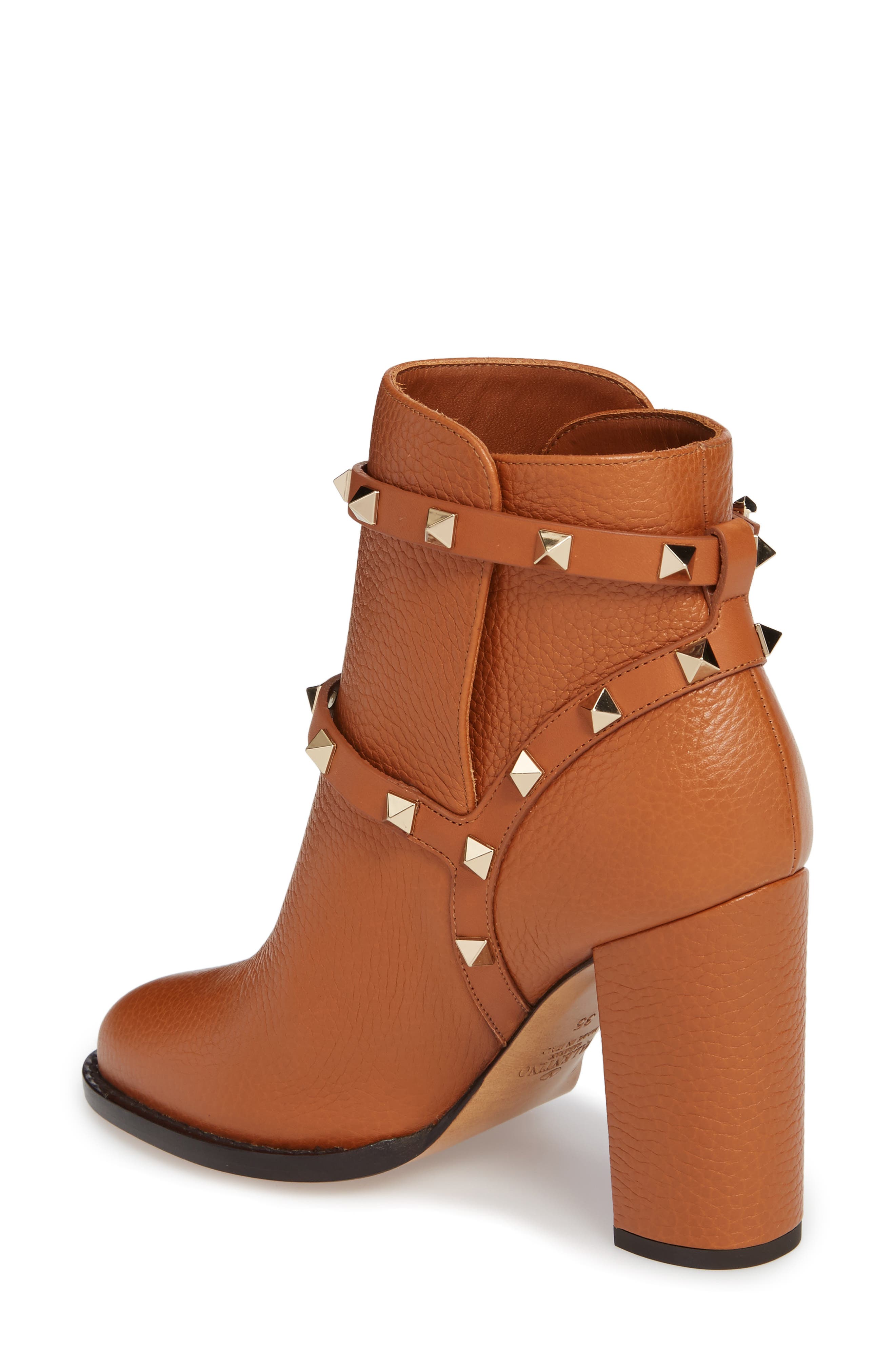 Rockstud Block Heel Bootie, Alternate, color, LIGHT CUIR