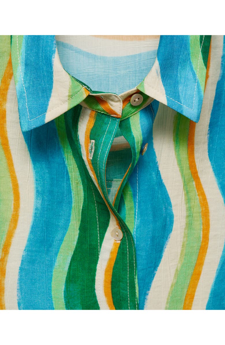 MANGO Wavy Print Short Sleeve Button-Up Shirt, Alternate, color, 
