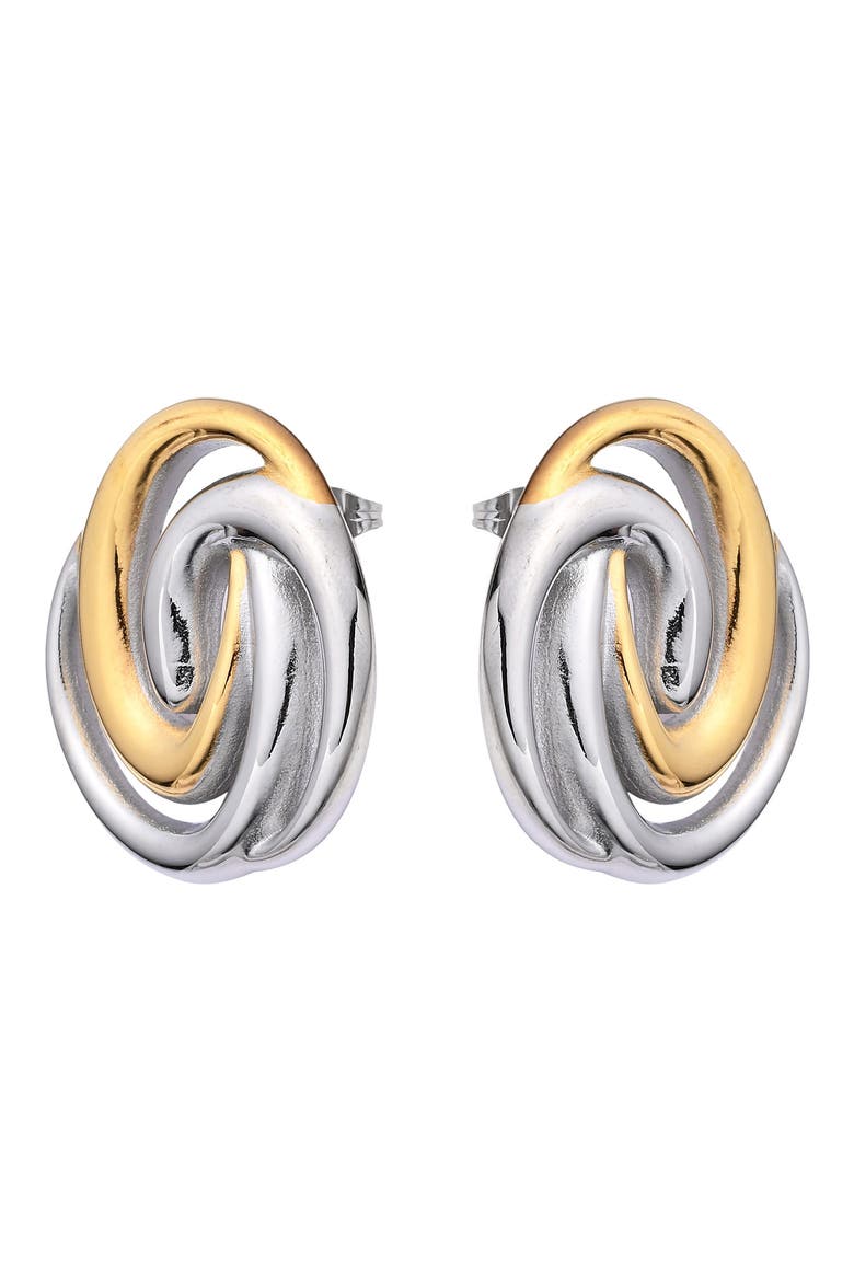 Nova Two-Tone Stud Earrings, Alternate, color, GOLD/ SILVER