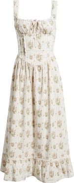 BDG Urban Outfitters Gabriette Floral Tie Front Maxi Dress