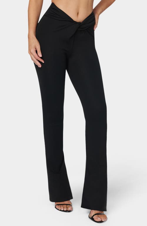 Bebe Twisted Waist Flared Leg Pant In Black