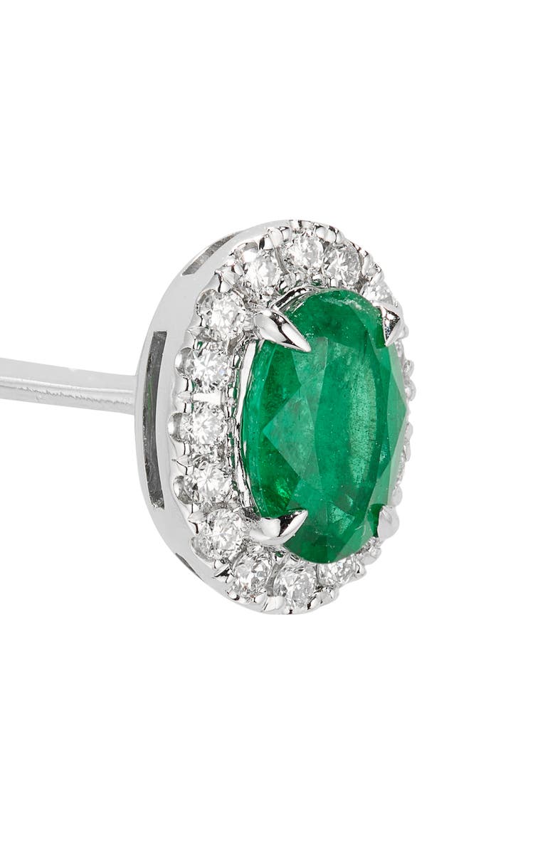 VALANI ATELIER Emerald & Diamond Halo Stud Earrings, Alternate, color, 14K White Gold
