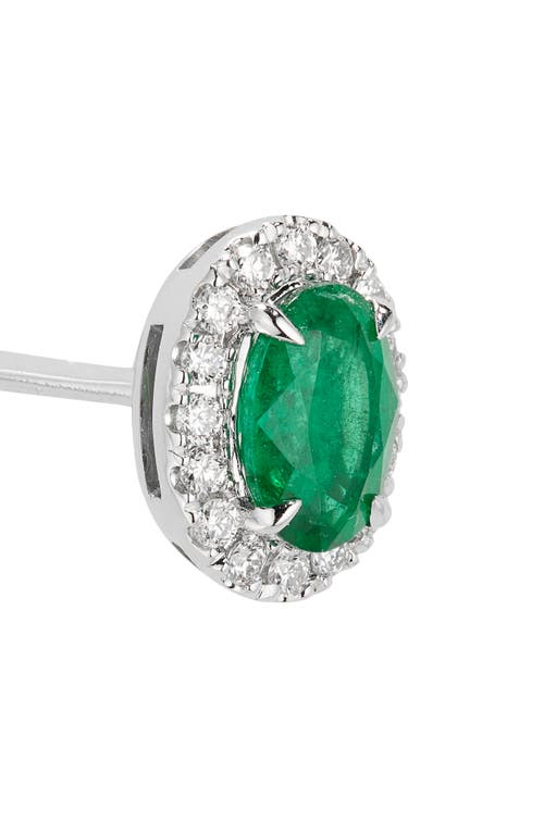 Valani Atelier Emerald & Diamond Halo Stud Earrings In 14k White Gold
