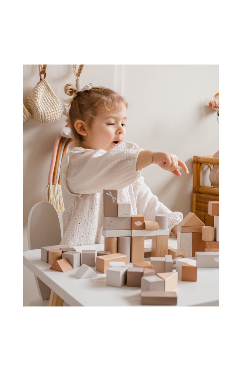 Label Label 50 Pieces Wooden Blocks Set Stacking Toy, Ages 2+, Alternate, color, Multicolored