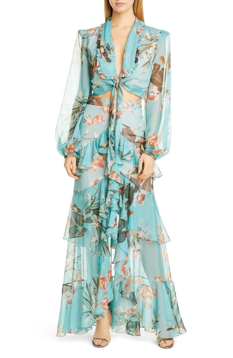 PatBO Patricia Bonaldi PatBO Carolina Tie Front Long Sleeve Crop Top, Alternate, color, 