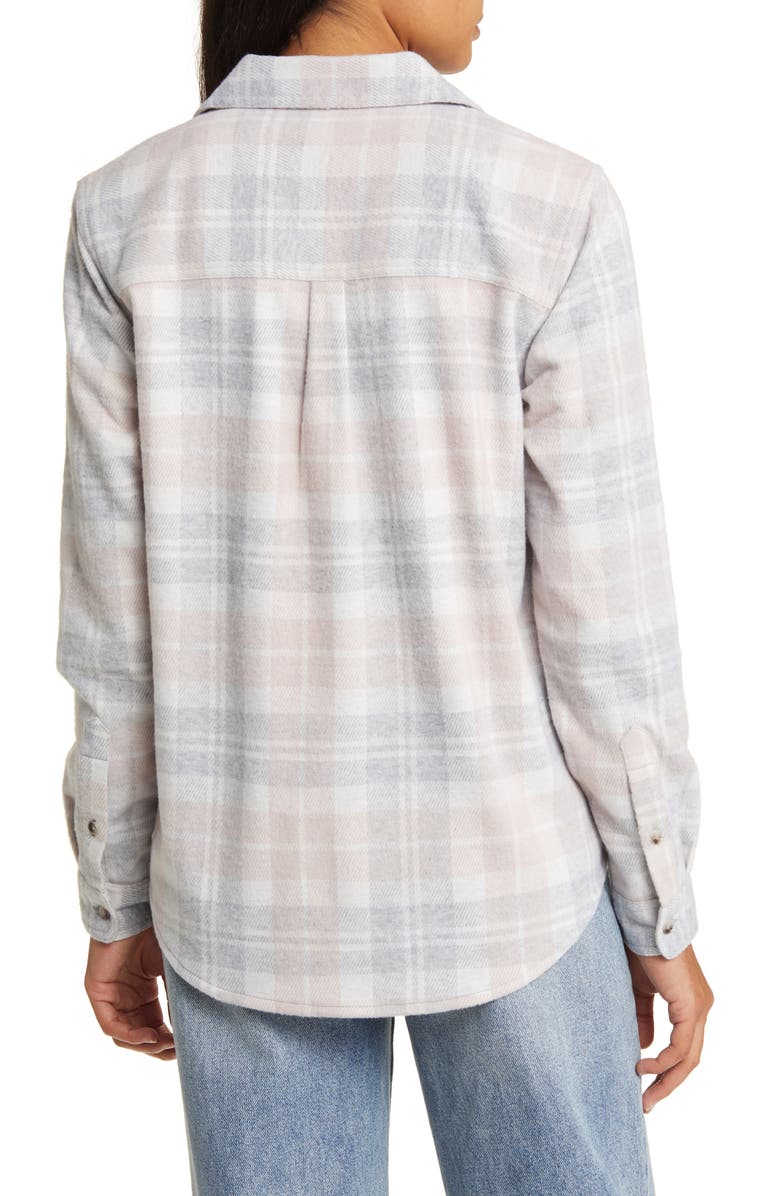 beachlunchlounge Plaid Jacquard Knit Shacket, Alternate, color, Blushing Grey