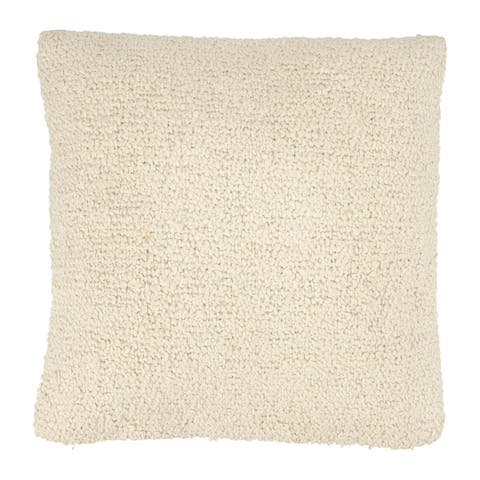 Soft Woven Cotton Bouclé Square Pillow, Cream