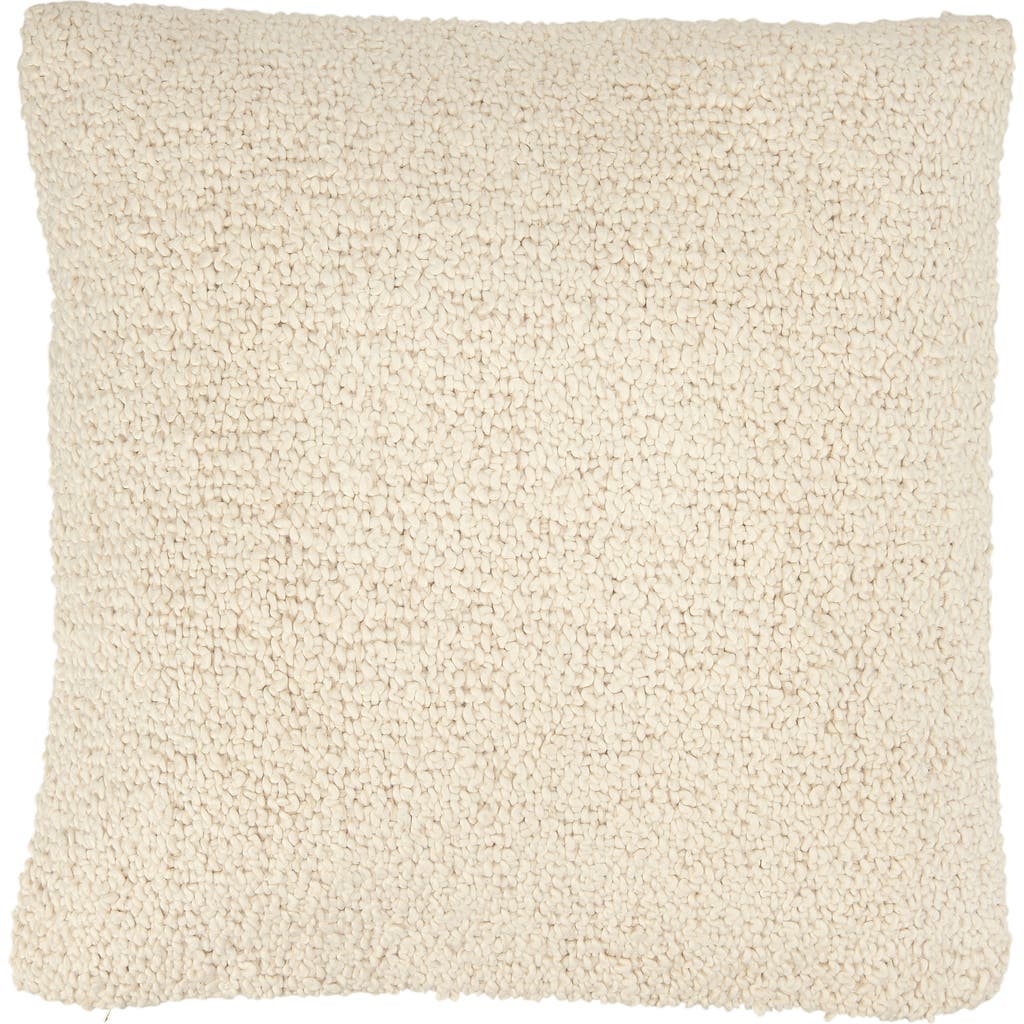Storied Home Soft Woven Cotton Bouclé Square Pillow, Cream In White