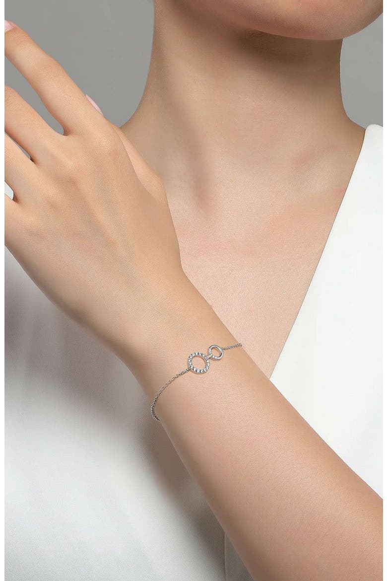 Interlocking Circles Pendant Bracelet, Alternate, color, SILVER/ WHITE