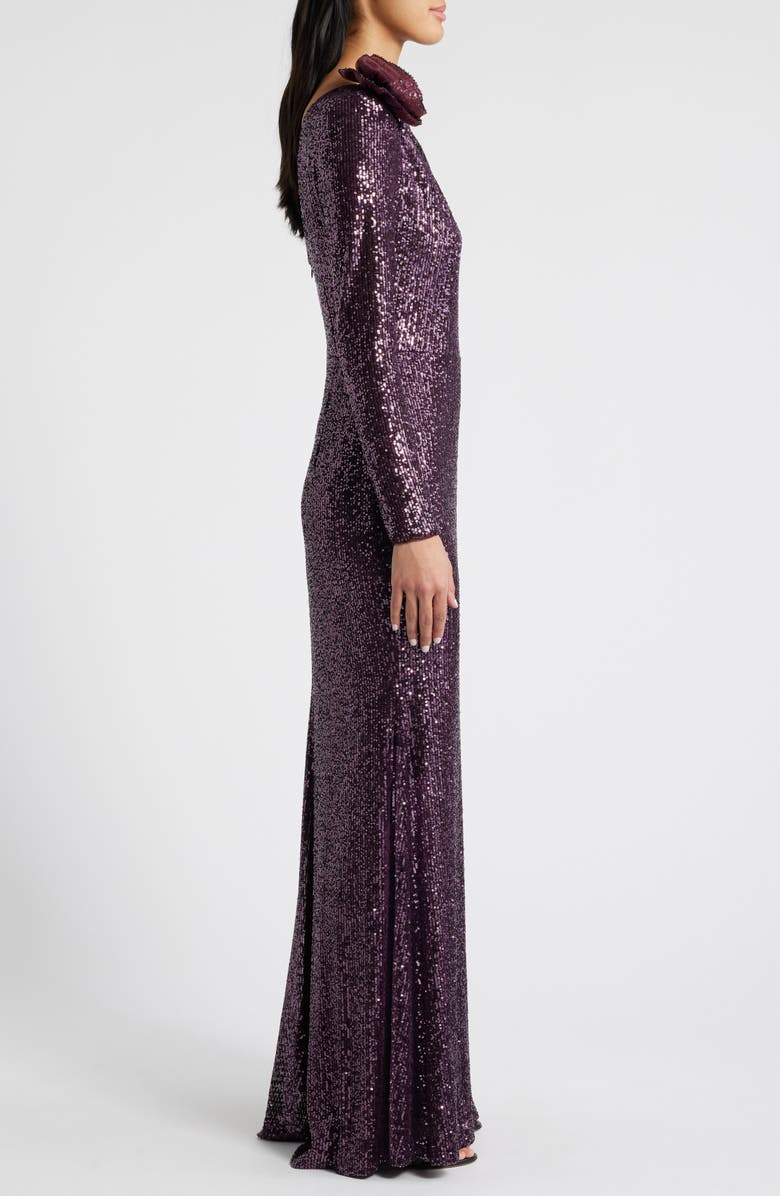 Bateau Neck Long Sleeve Sequin Mermaid Gown