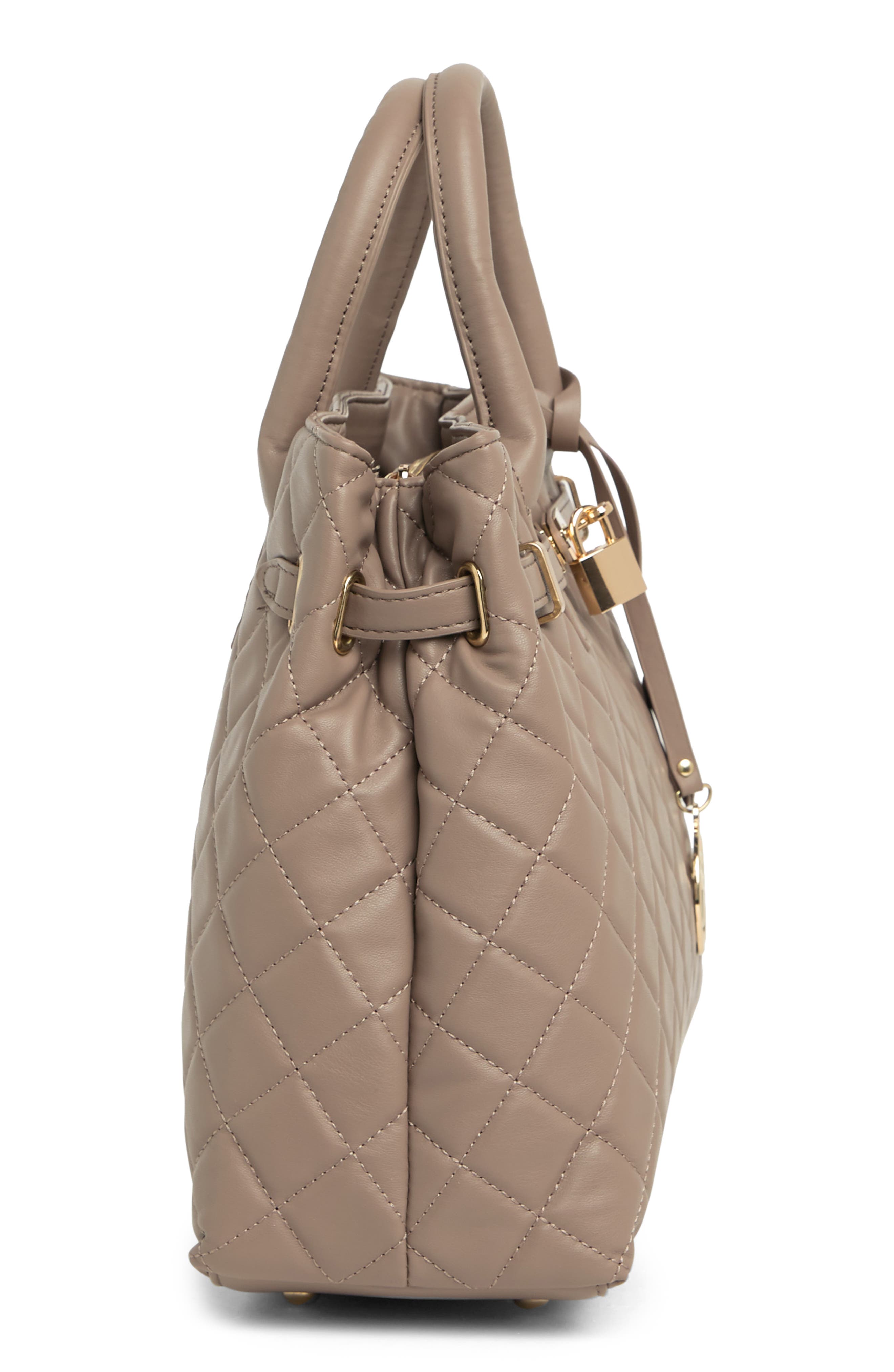 Badgley Mischka Collection Large Diamond Quilted Tote Bag, Alternate, color, Taupe