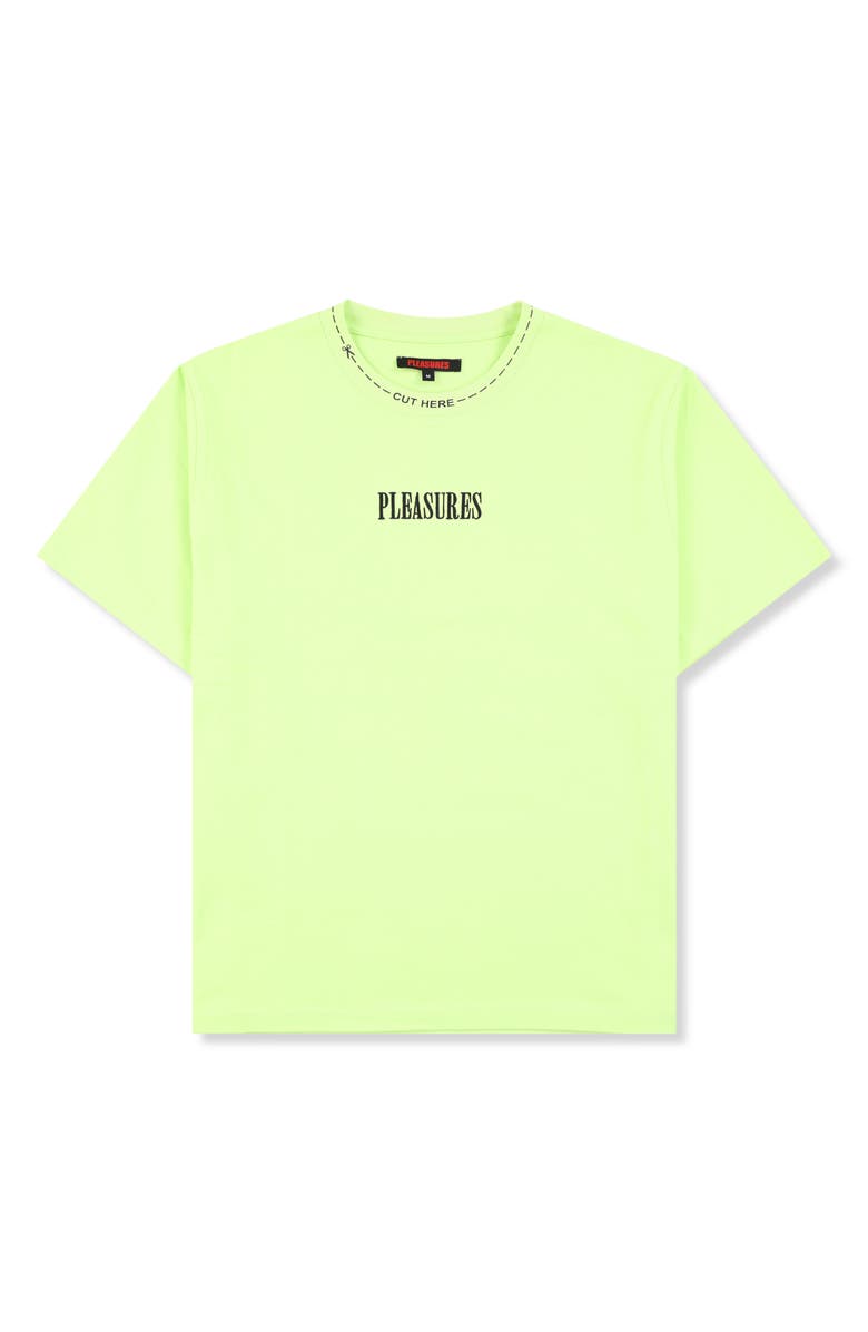PLEASURES Cut Here Heavyweight Graphic T-Shirt, Alternate, color, Lime