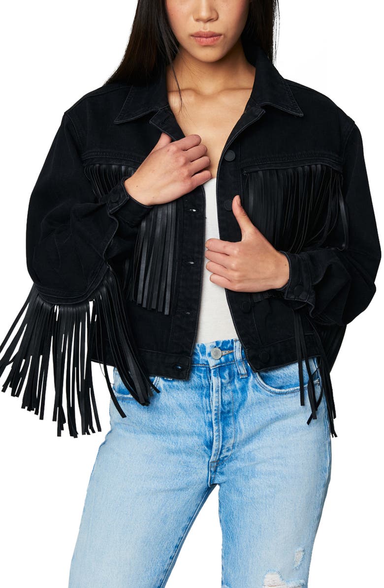 BLANKNYC Fringe Crop Faux Suede Jacket, Main, color,