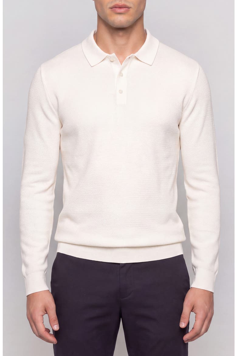 Sullivan Long Sleeve Cotton Polo, Main, color, IVORY