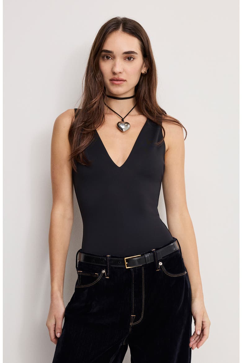 Sculpting Deep V-Neck Bodysuit, Alternate, color, BLACK001