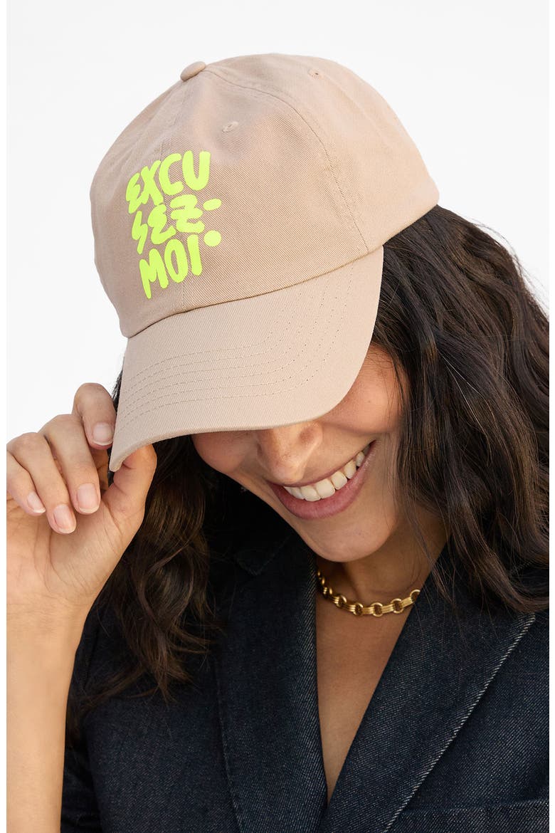 Excusez Moi Cotton Twill Baseball Cap, Alternate, color, KHAKI